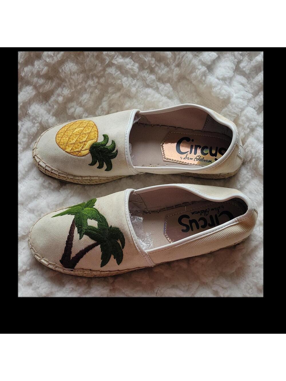Circus by Sam Edelman Embroidered Pineapple Palm Tree Canvas Flats Women's 6.5